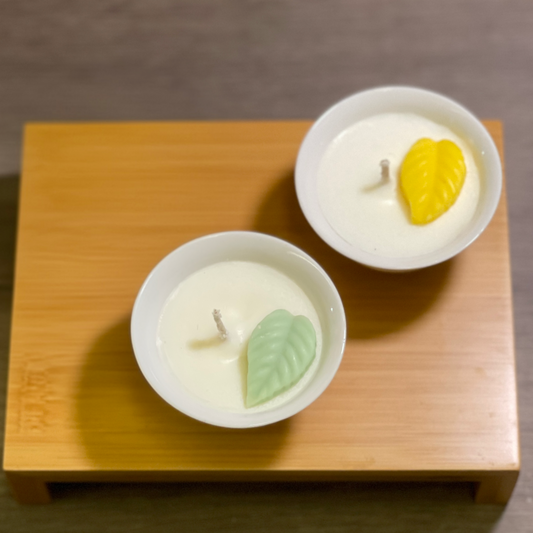 中国のティーカップに入ったティーの香りのキャンドル。ウーロン茶 |ローズブラックティーの香り |碧螺春緑茶。