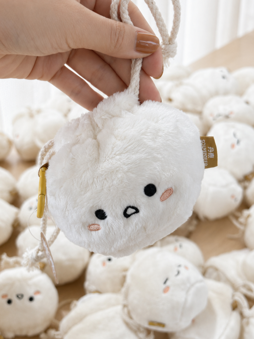 小籠包雙面絨毛吊飾折疊購物袋｜Xiao Long Bag